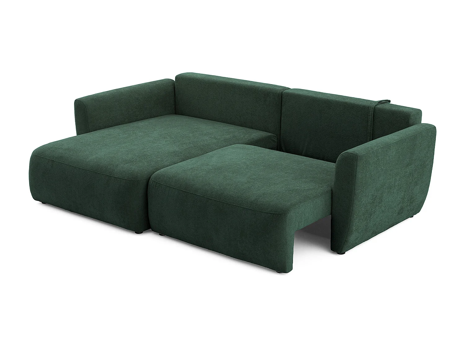 Canapé d'angle BELLA L Gauche avec fonction couchage 140x205 Velours Vert