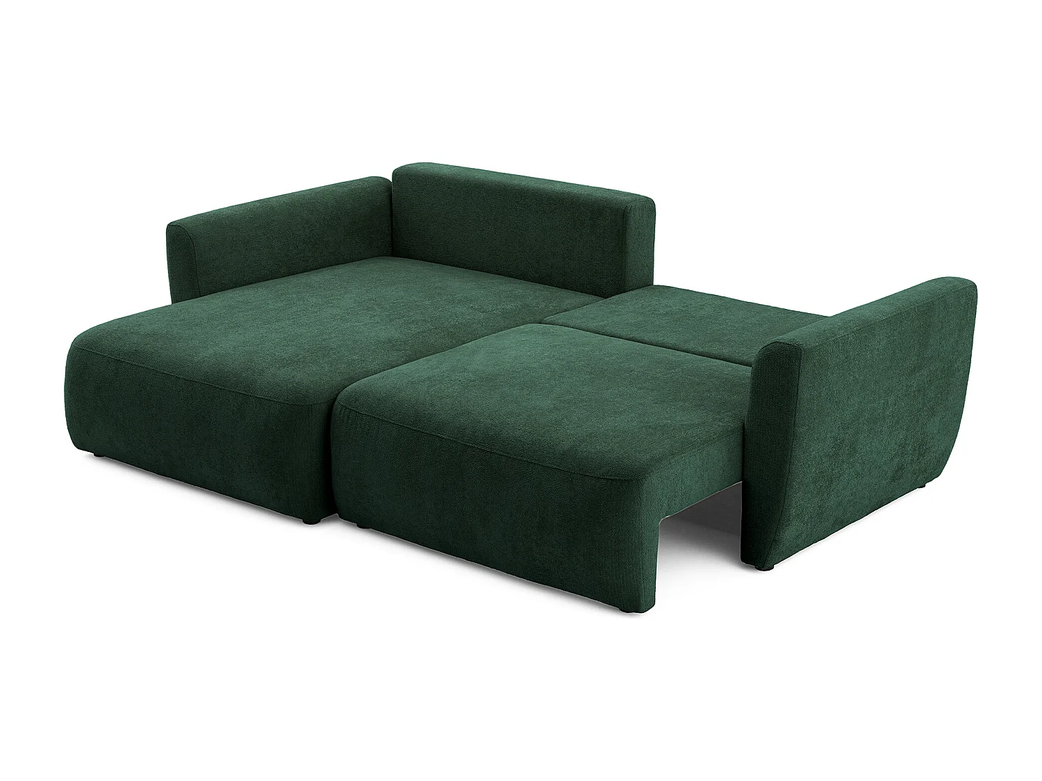 Canapé d'angle BELLA L Gauche avec fonction couchage 140x205 Velours Vert