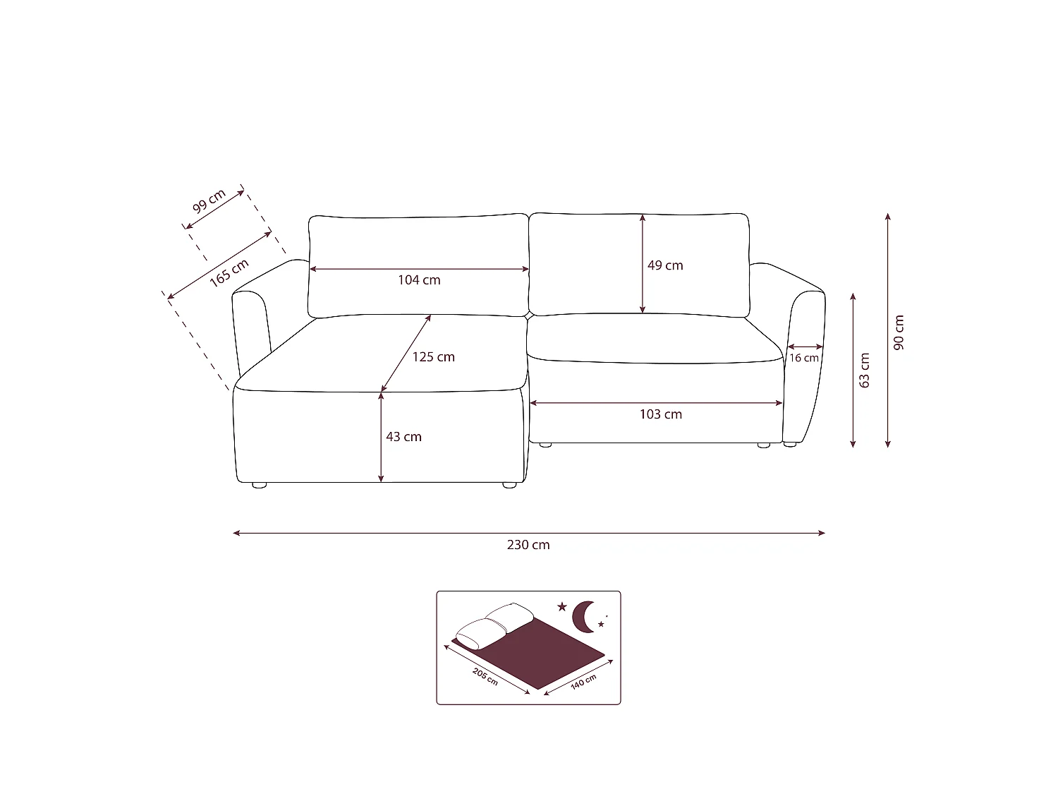 Canapé d'angle BELLA L Gauche avec fonction couchage 140x205 Velours Vert