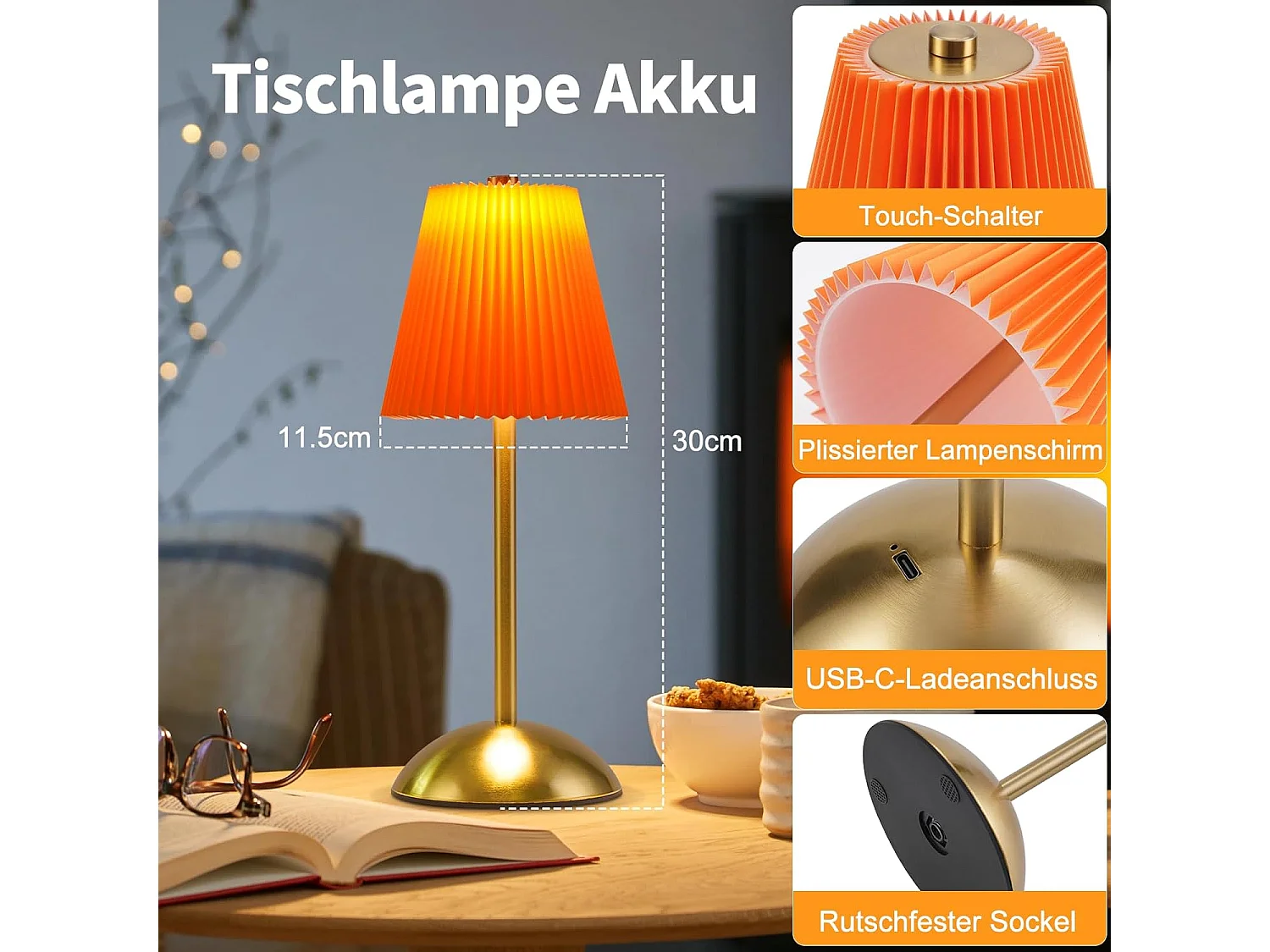 ZMH Lot de 2 Lampe à poser LED Sans Fil Avec 3 Températures De Couleur Pour Salle à Manger