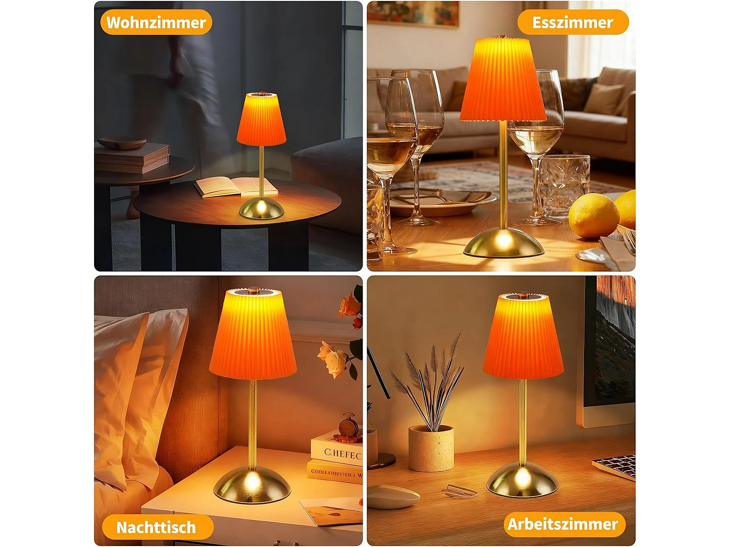 ZMH Lot de 2 Lampe à poser LED Sans Fil Avec 3 Températures De Couleur Pour Salle à Manger