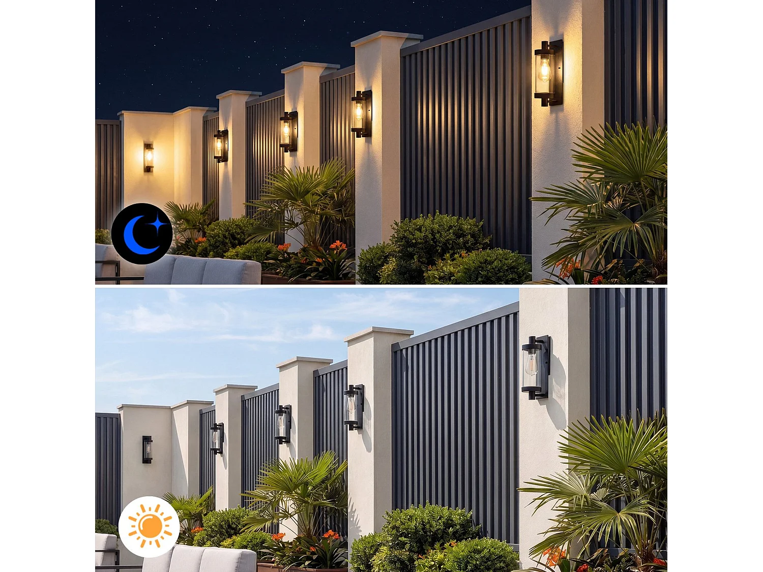 ZMH Applique Murale Extérieur/Intérieur Noir E27 Max 40W Pour Terrasse Balcon Façade Jardin (Sans Ampoule)