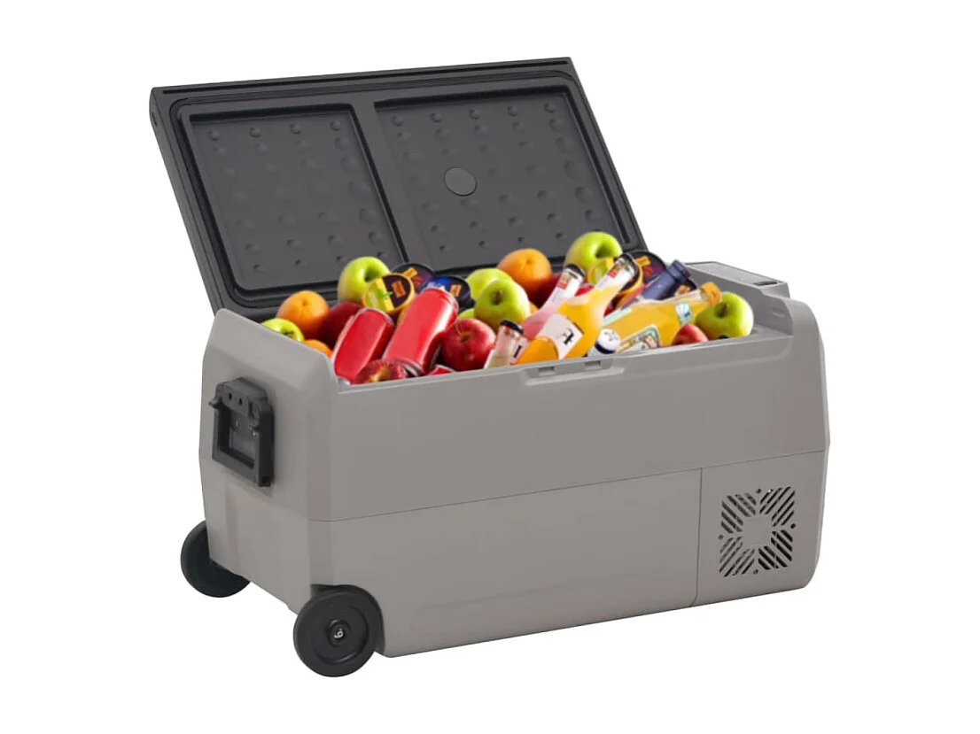 Kühlbox mit Rollen und Adapter Schwarz & Grau 36 L PP & PE