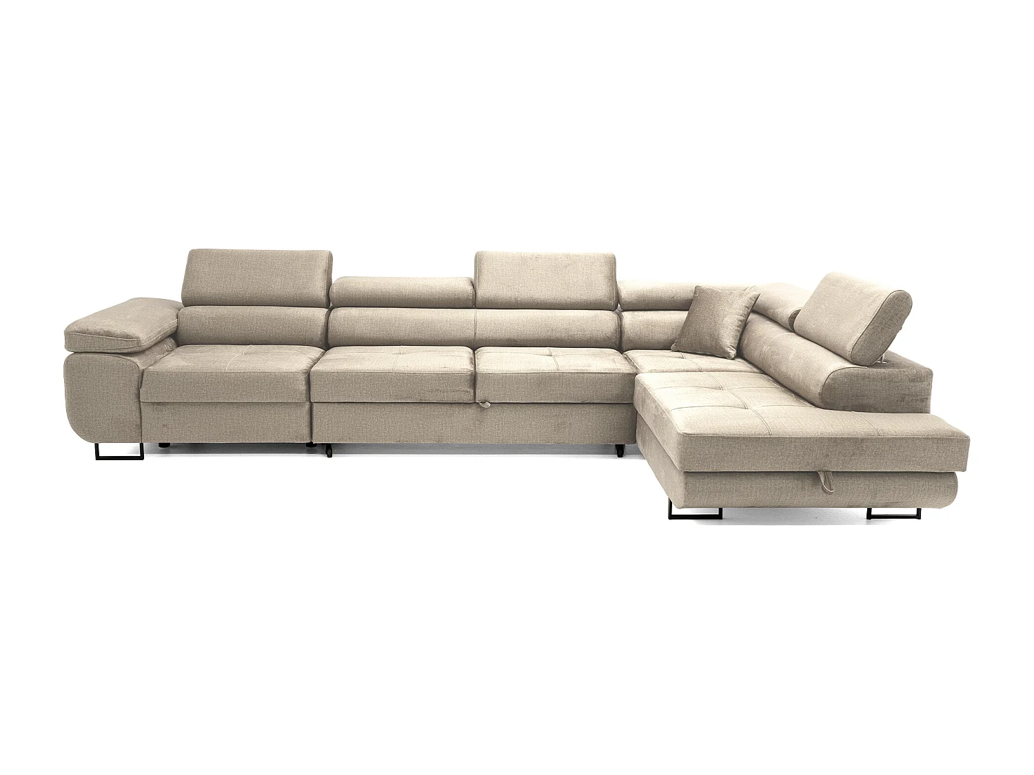 Hoekbank WILD MAXI L rechts met slaapfunctie 125x195 velours beige