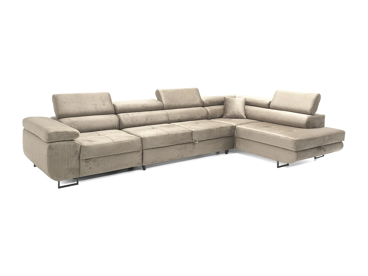 Hoekbank WILD MAXI L rechts met slaapfunctie 125x195 velours beige