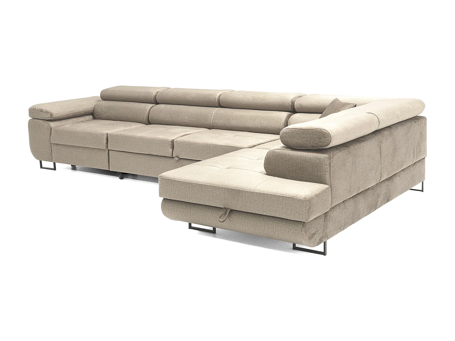 Hoekbank WILD MAXI L rechts met slaapfunctie 125x195 velours beige