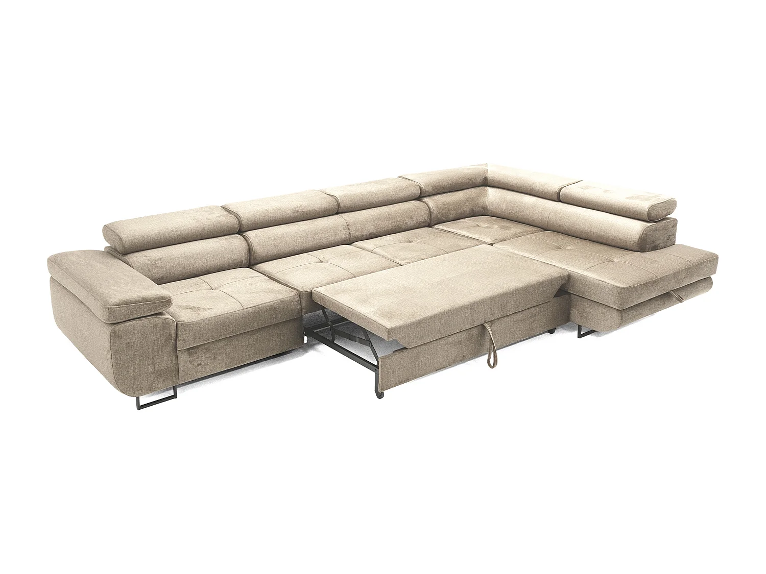 Hoekbank WILD MAXI L rechts met slaapfunctie 125x195 velours beige