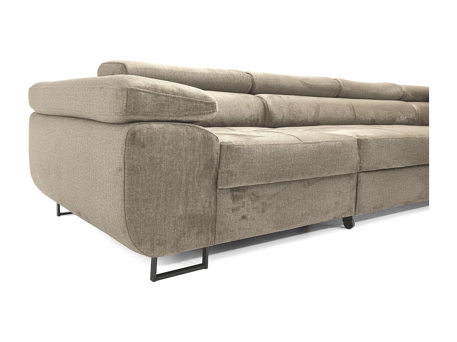Hoekbank WILD MAXI L rechts met slaapfunctie 125x195 velours beige