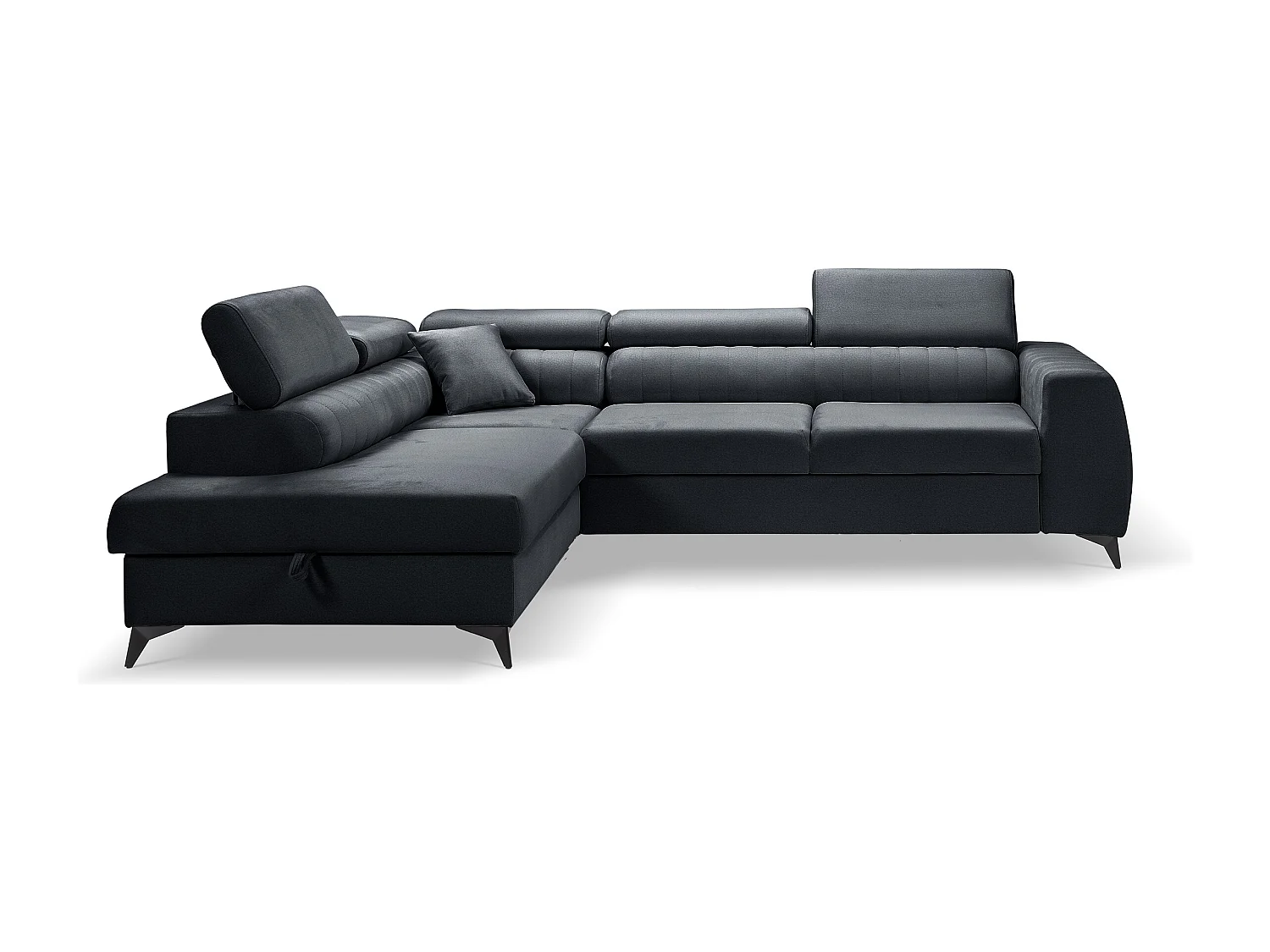 Canapé d'angle PIERO L Gauche avec fonction couchage 125x195 Velours Gris Foncé