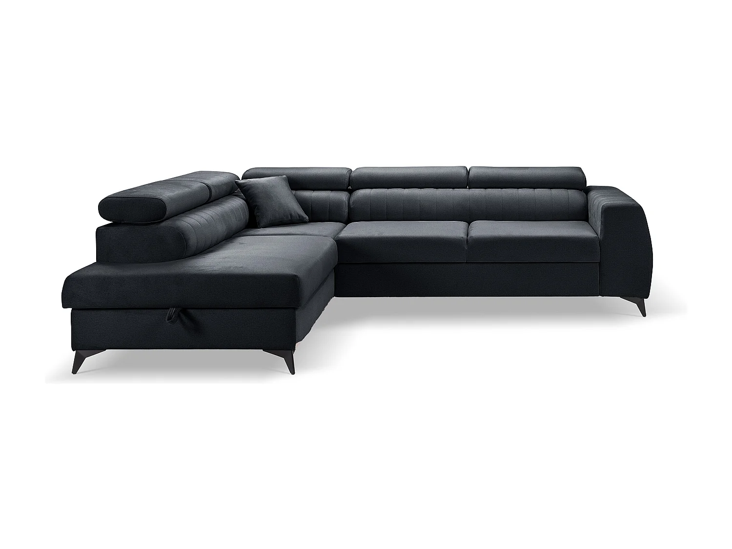 Canapé d'angle PIERO L Gauche avec fonction couchage 125x195 Velours Gris Foncé