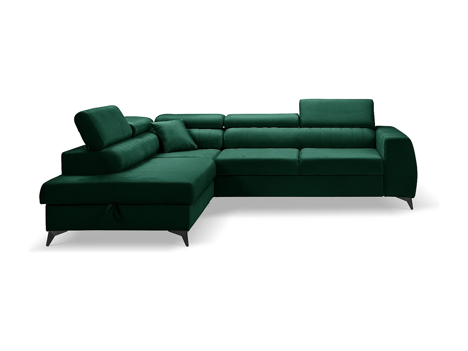 Ecksofa PIERO L links mit Schlaffunktion 125x195 Velours dunkelgrün