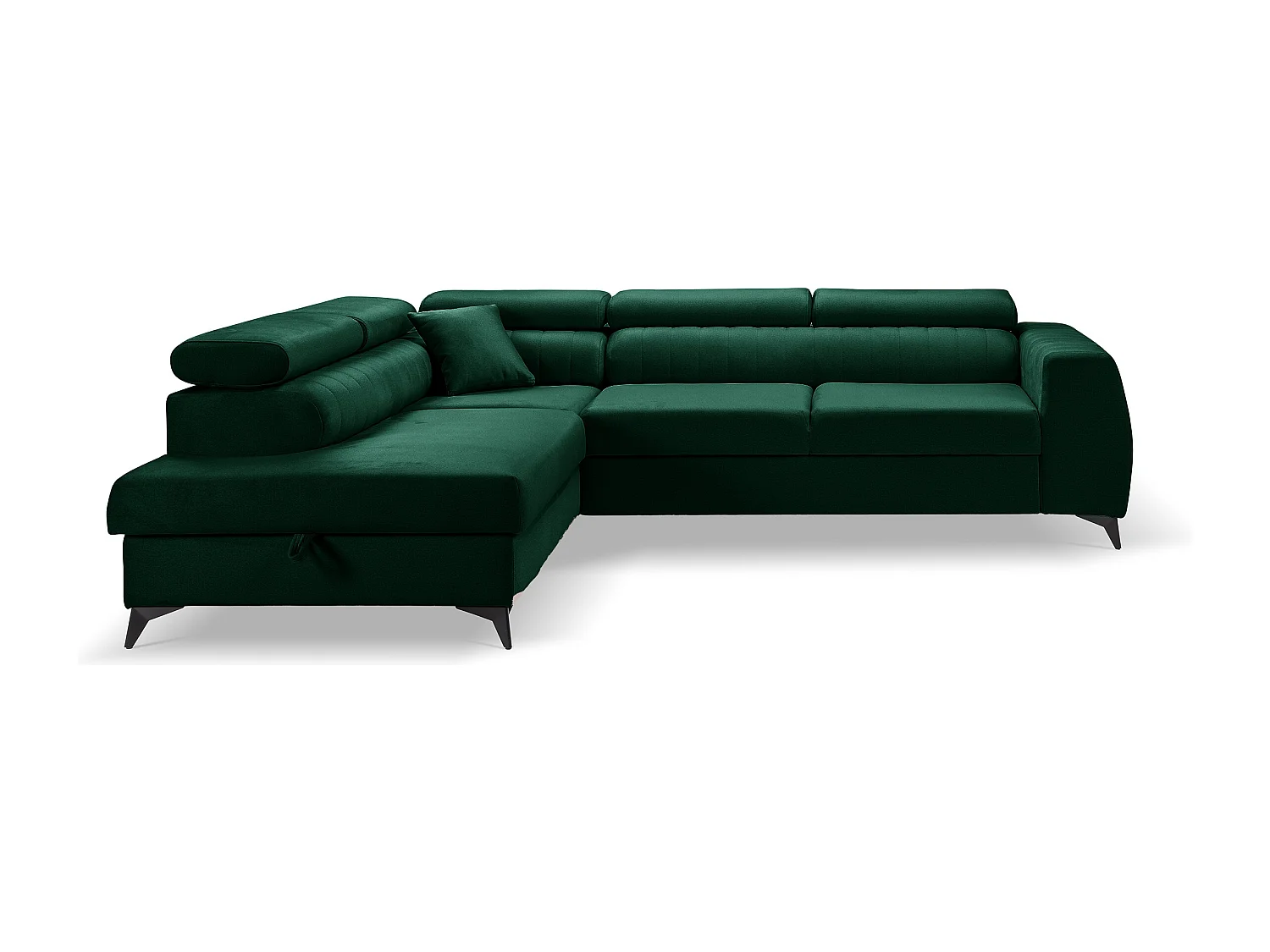 Ecksofa PIERO L links mit Schlaffunktion 125x195 Velours dunkelgrün