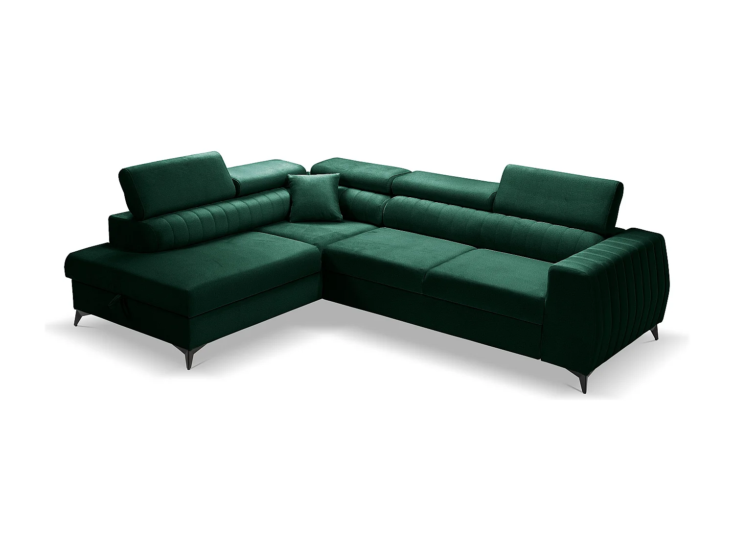 Ecksofa PIERO L links mit Schlaffunktion 125x195 Velours dunkelgrün