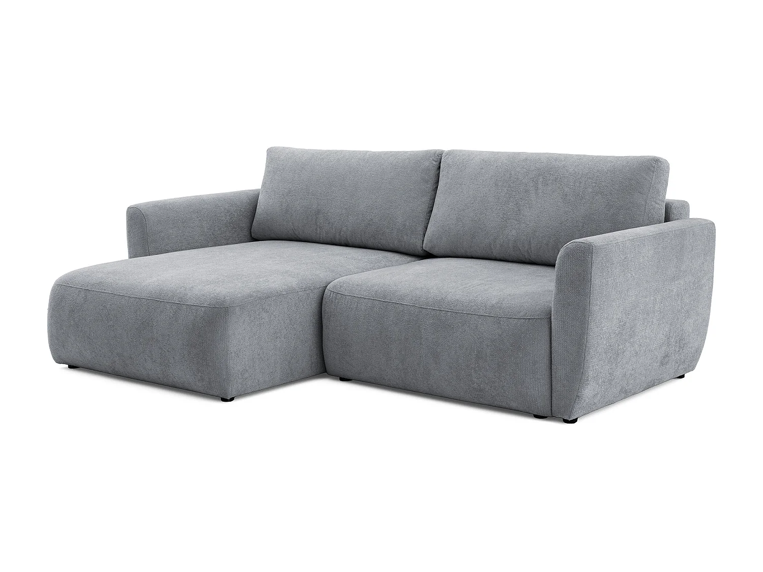 Canapé d'angle BELLA L Gauche avec fonction couchage 140x205 Velours Gris