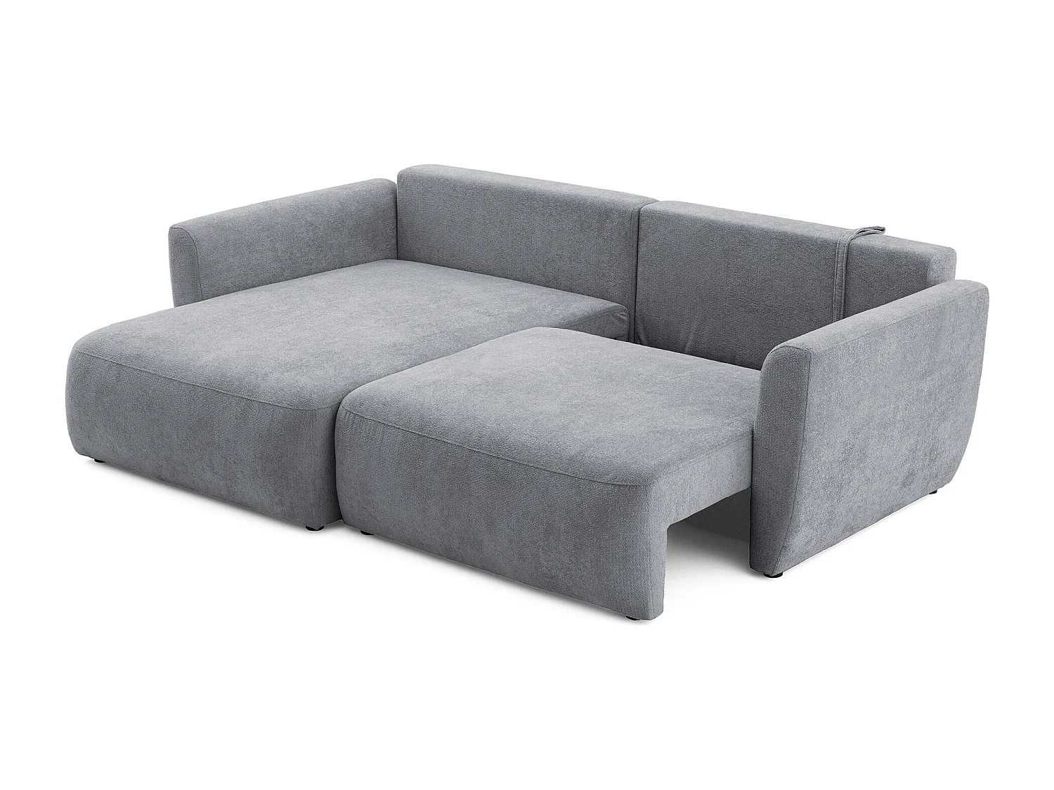 Canapé d'angle BELLA L Gauche avec fonction couchage 140x205 Velours Gris