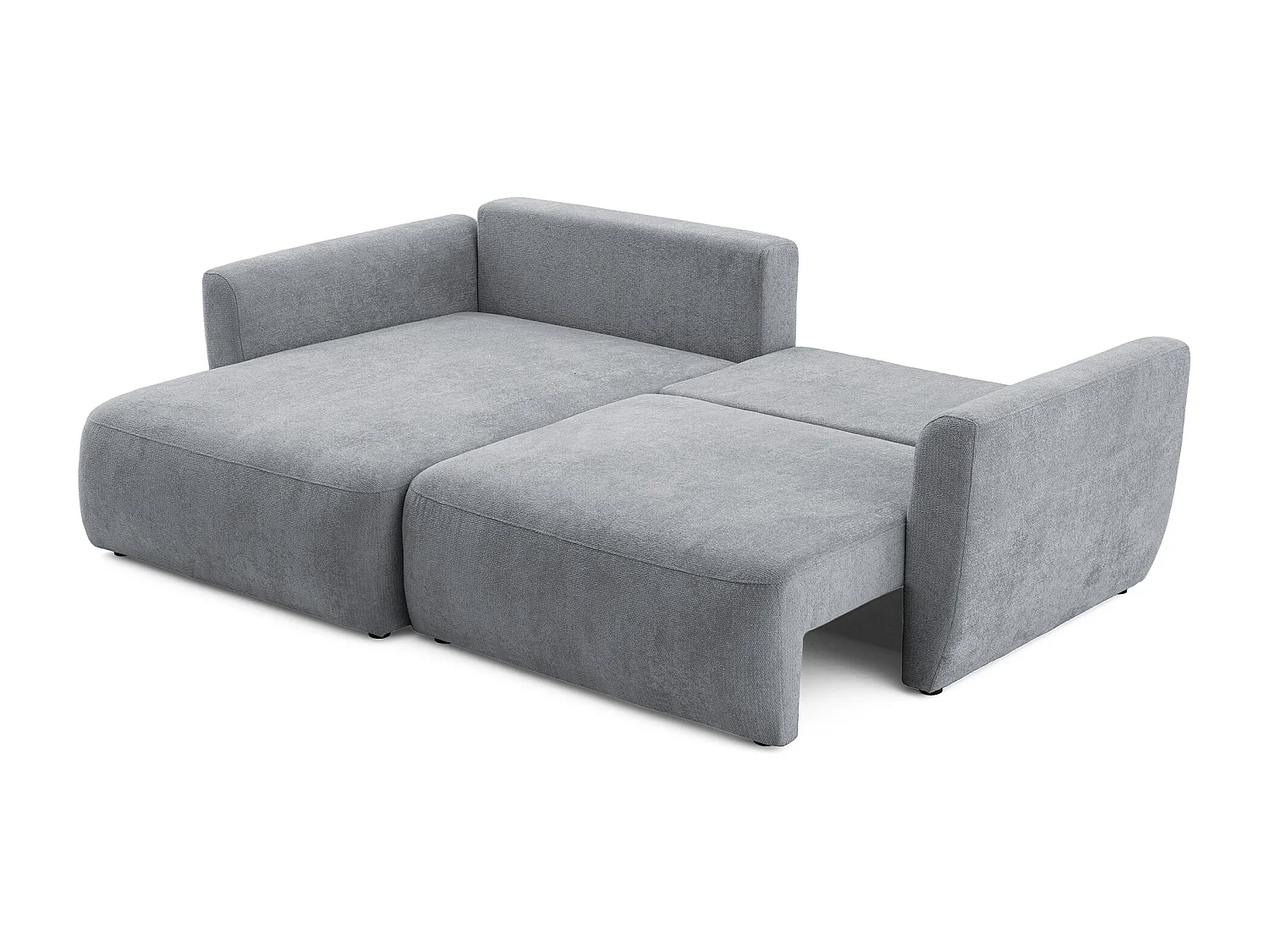 Canapé d'angle BELLA L Gauche avec fonction couchage 140x205 Velours Gris