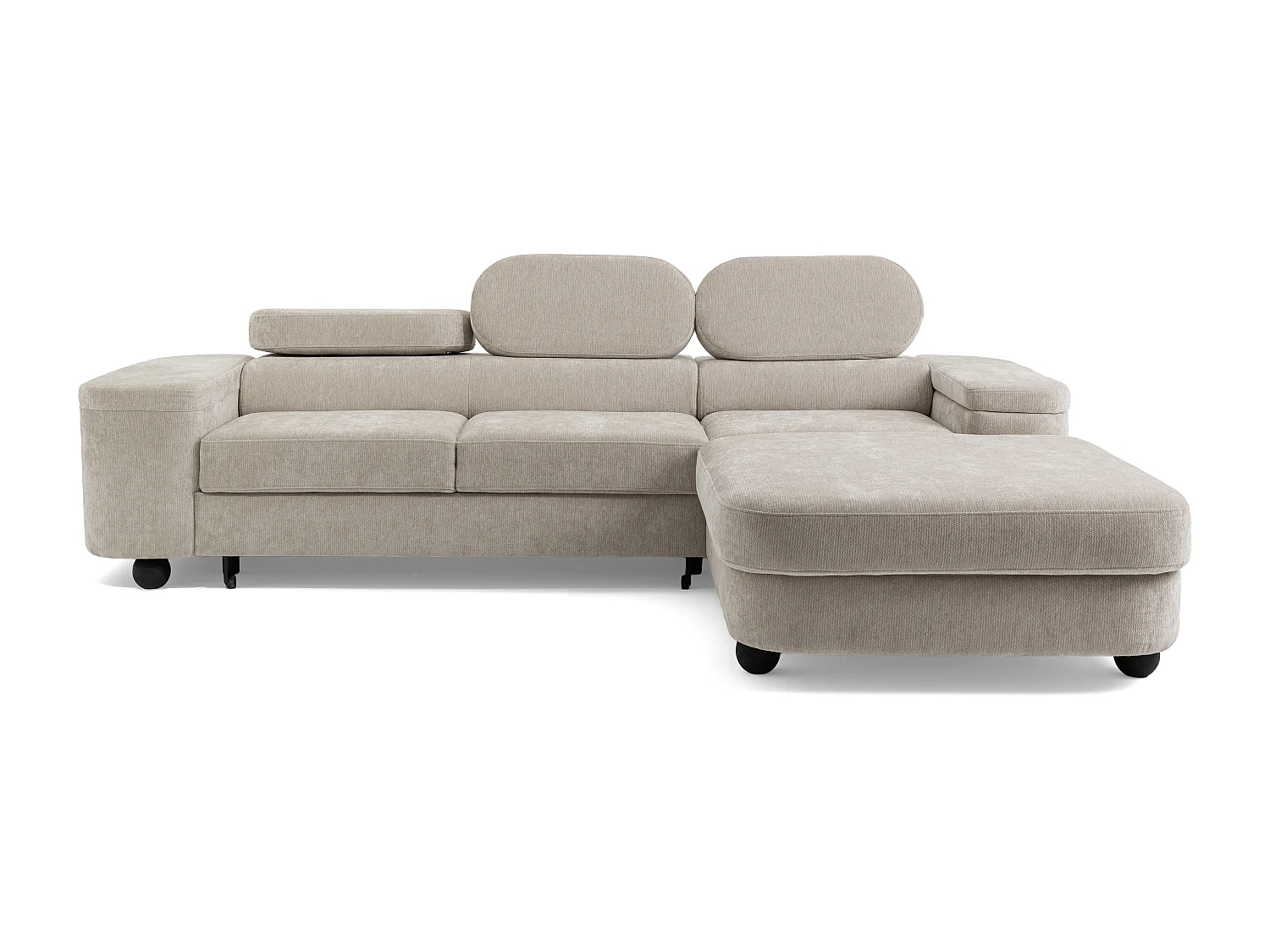 Canapé d'angle LOVE L Droit avec fonction couchage 124x210 Chenille Beige
