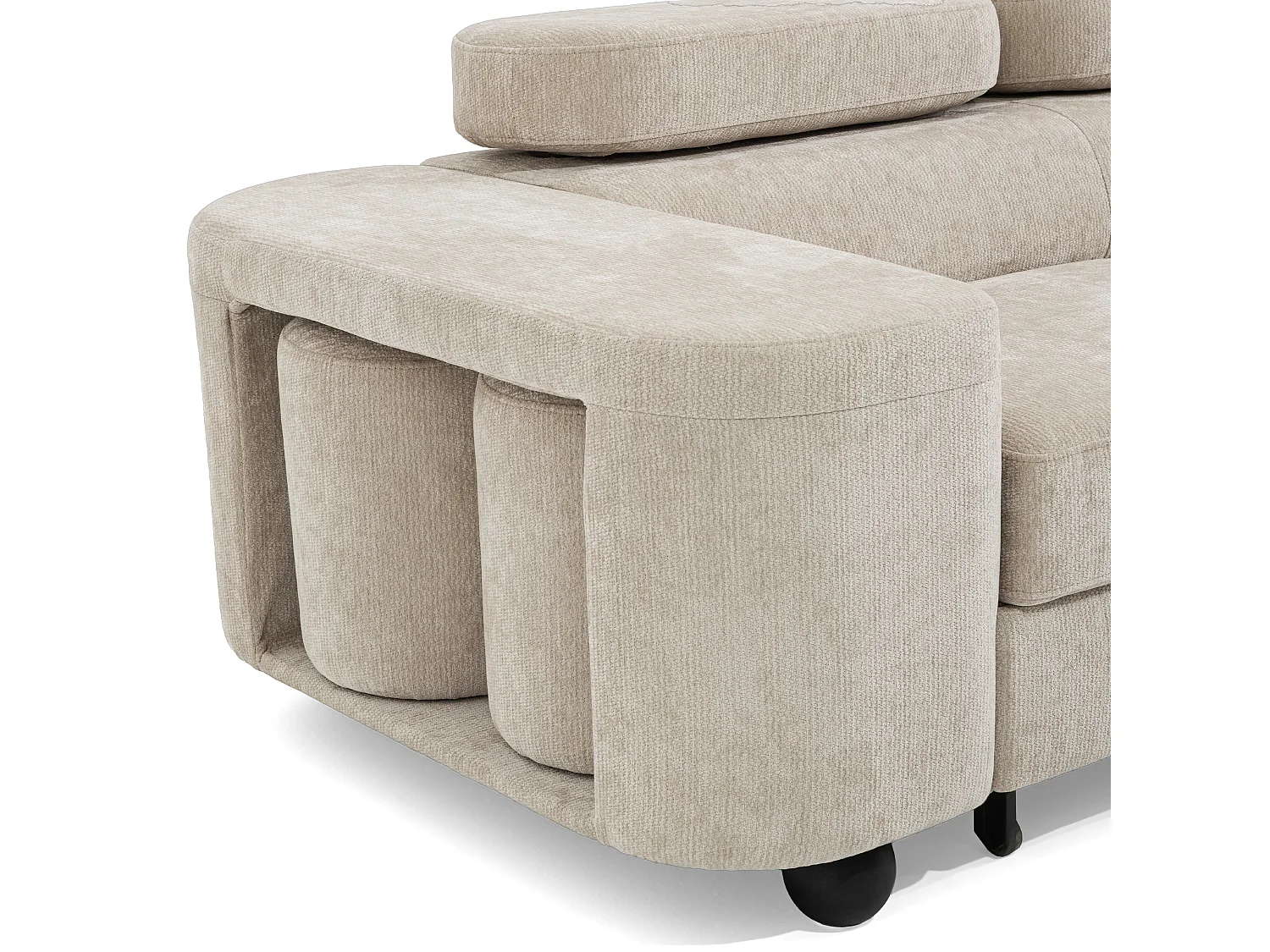 Canapé d'angle LOVE L Droit avec fonction couchage 124x210 Chenille Beige