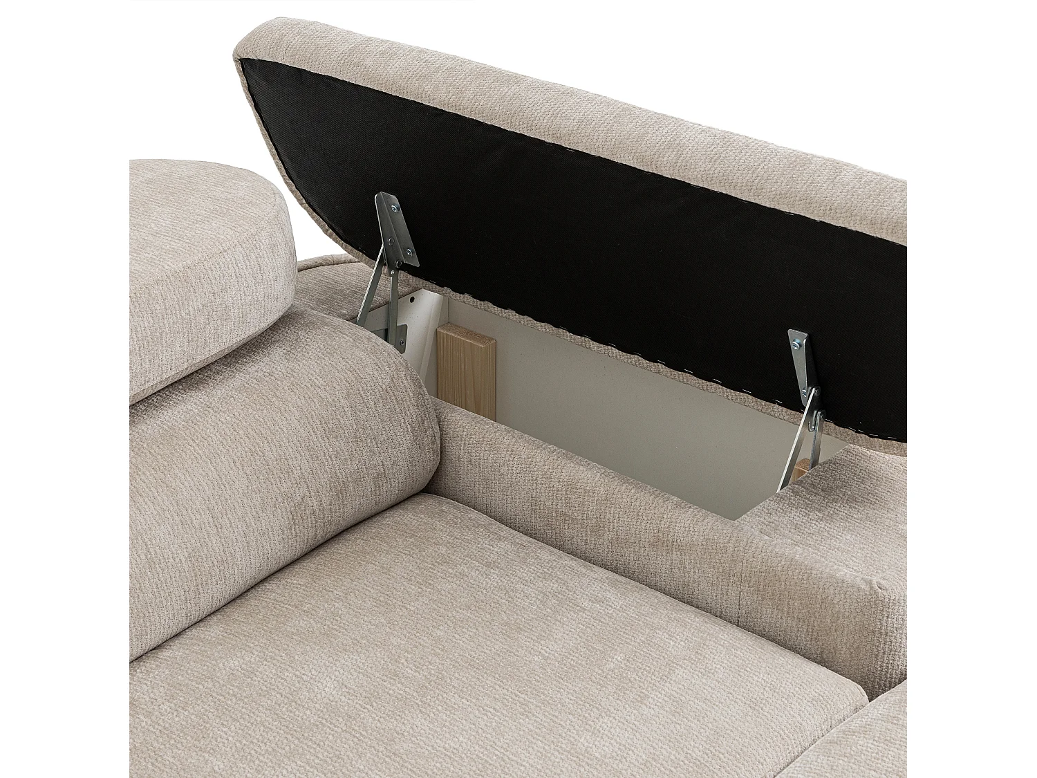 Canapé d'angle LOVE L Droit avec fonction couchage 124x210 Chenille Beige