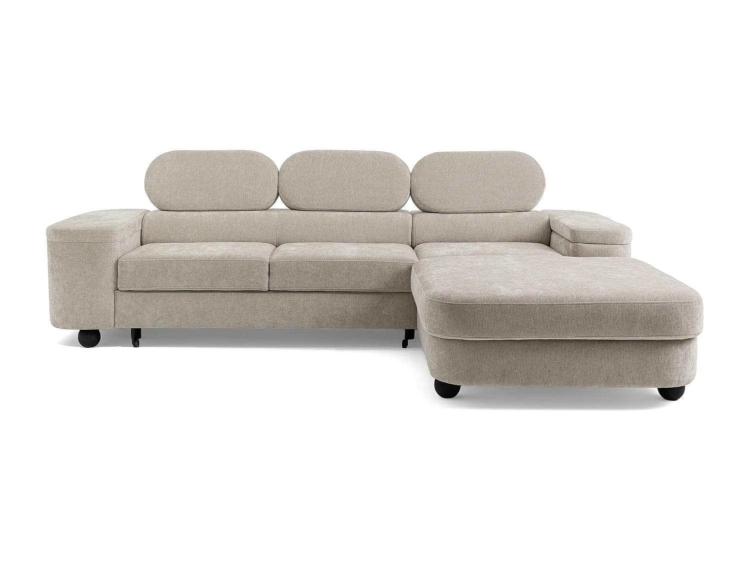 Canapé d'angle LOVE L Droit avec fonction couchage 124x210 Chenille Beige