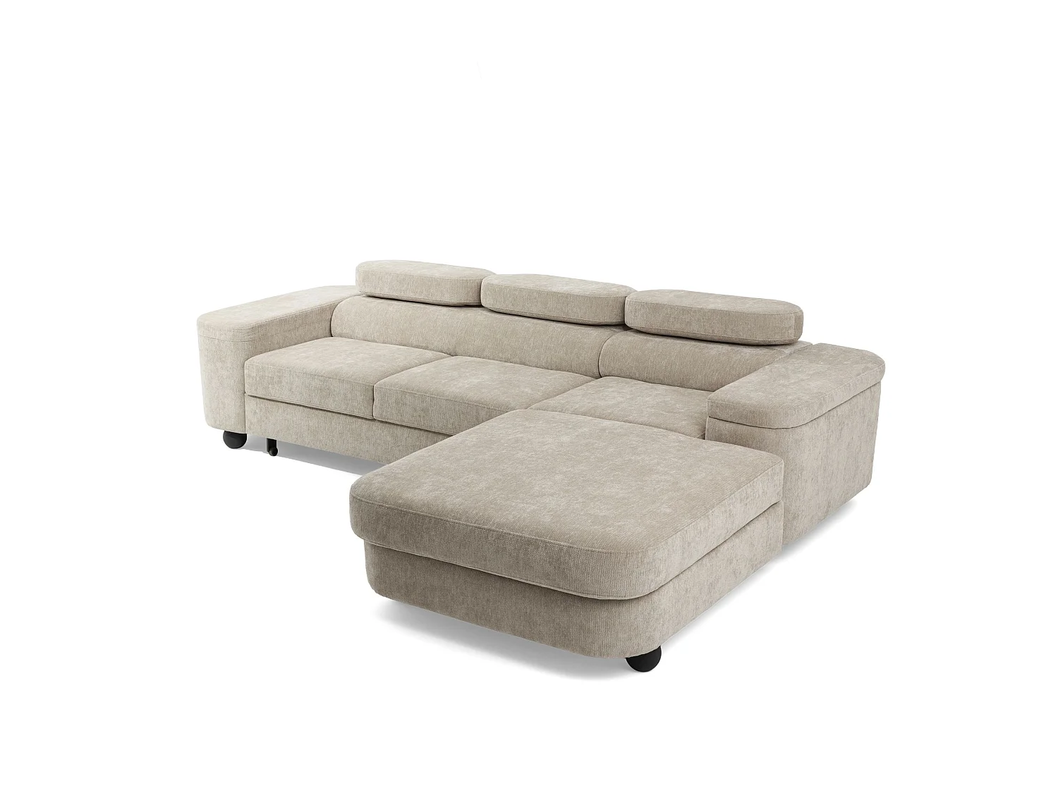Canapé d'angle droit 3 places en tissu chenille beige LOVE
