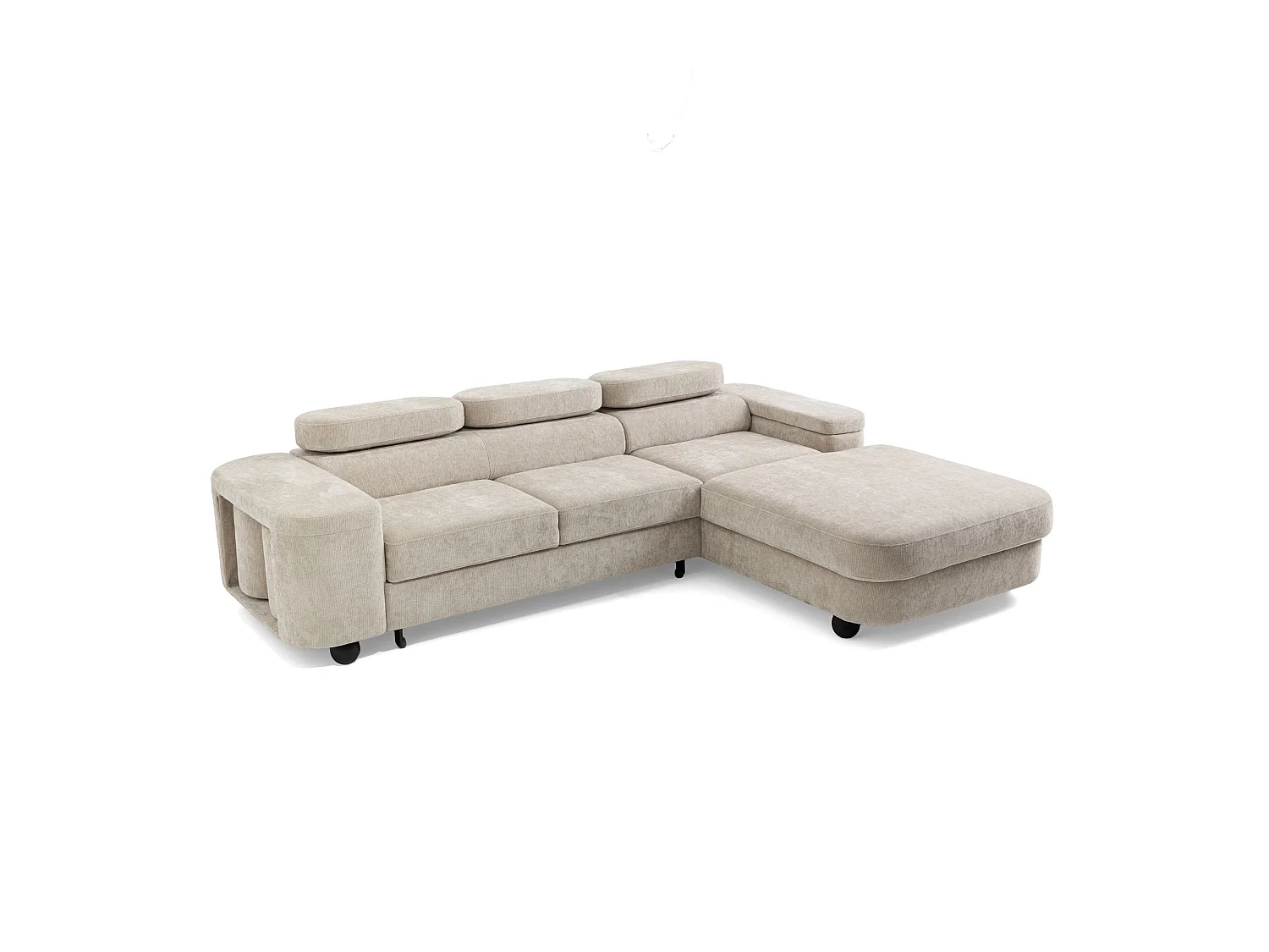 Canapé d'angle droit 3 places en tissu chenille beige LOVE