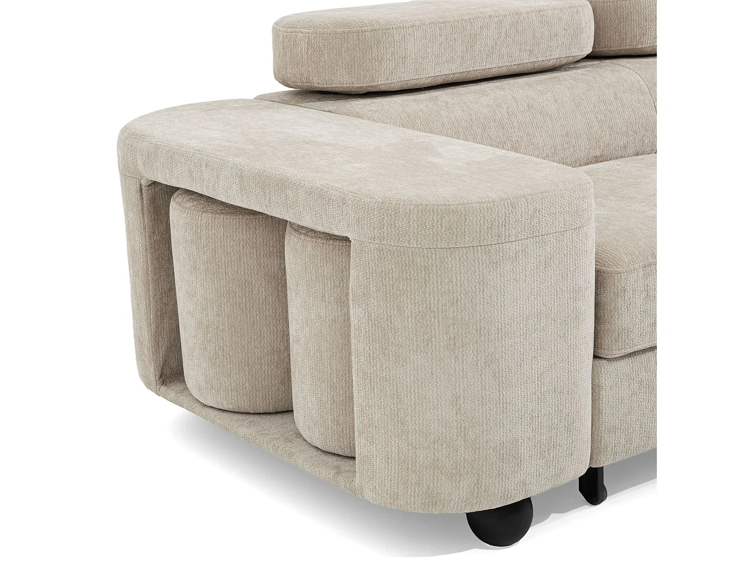 Canapé d'angle droit 3 places en tissu chenille beige LOVE