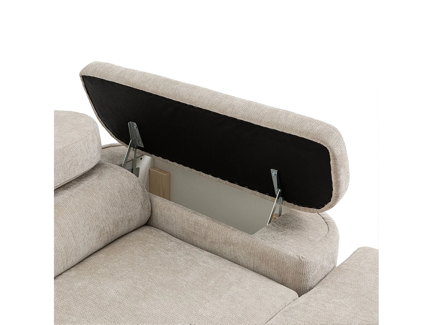 Canapé d'angle droit 3 places en tissu chenille beige LOVE