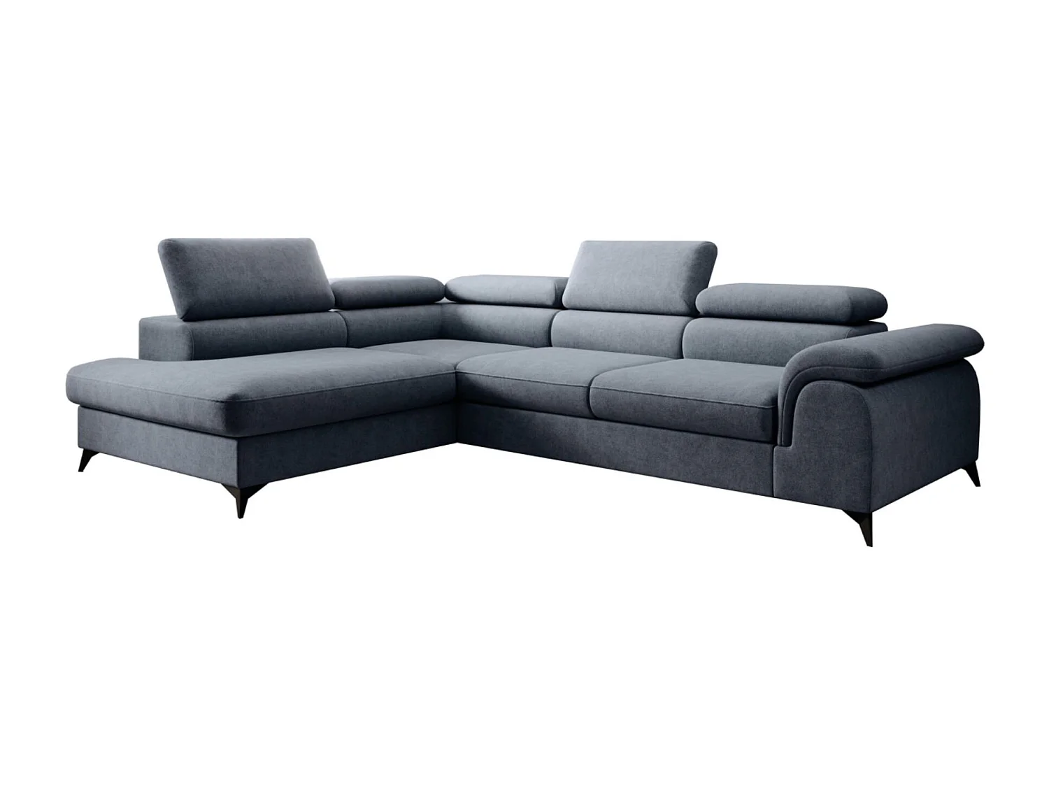 Canapé d'angle PLAZA L Gauche avec fonction couchage 125x195 Velours Bleu