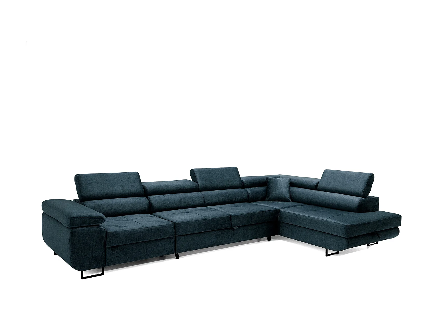 Hoekbank WILD MAXI L rechts met slaapfunctie 125x195 velours marineblauw