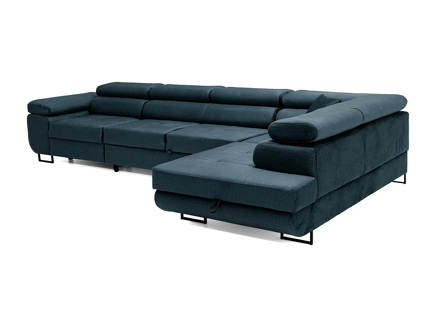 Hoekbank WILD MAXI L rechts met slaapfunctie 125x195 velours marineblauw