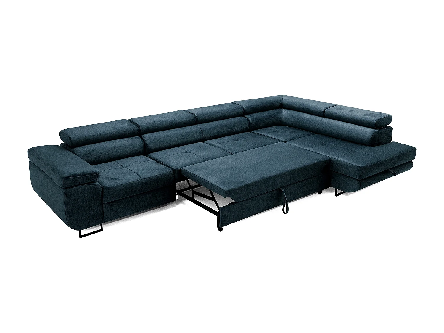 Hoekbank WILD MAXI L rechts met slaapfunctie 125x195 velours marineblauw