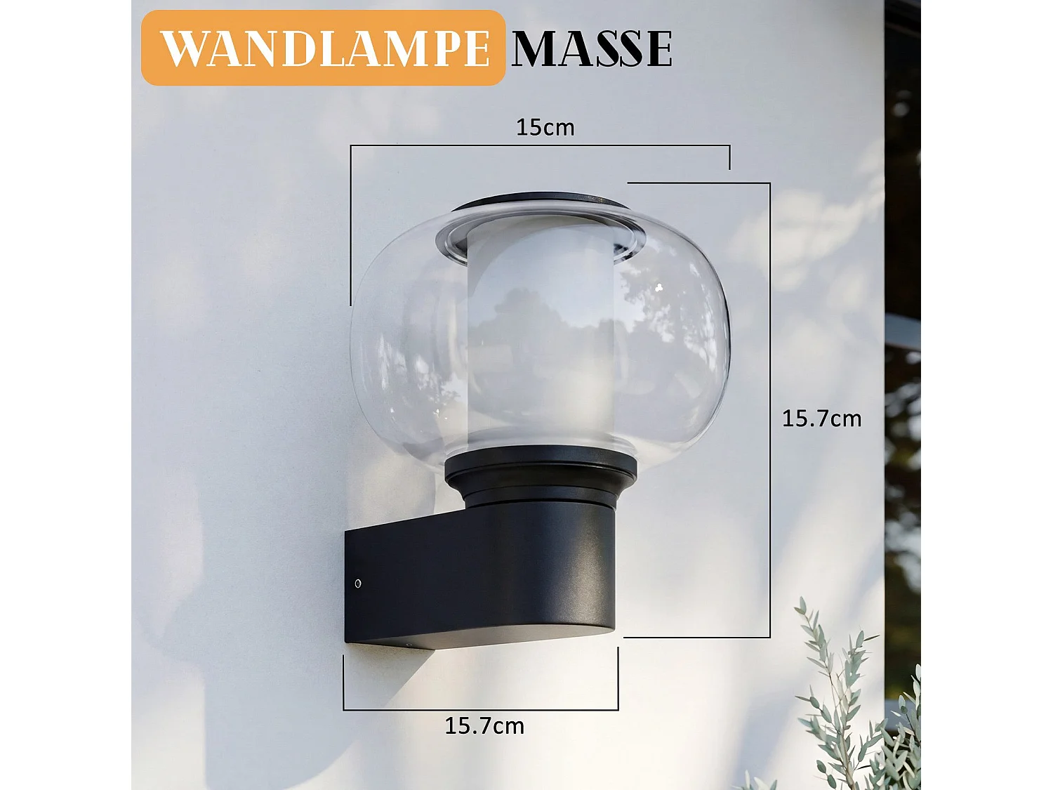 ZMH Applique Murale Extérieur/Intérieur Noir E27 Max 40W Pour Terrasse Balcon Façade Jardin (Sans Ampoule)