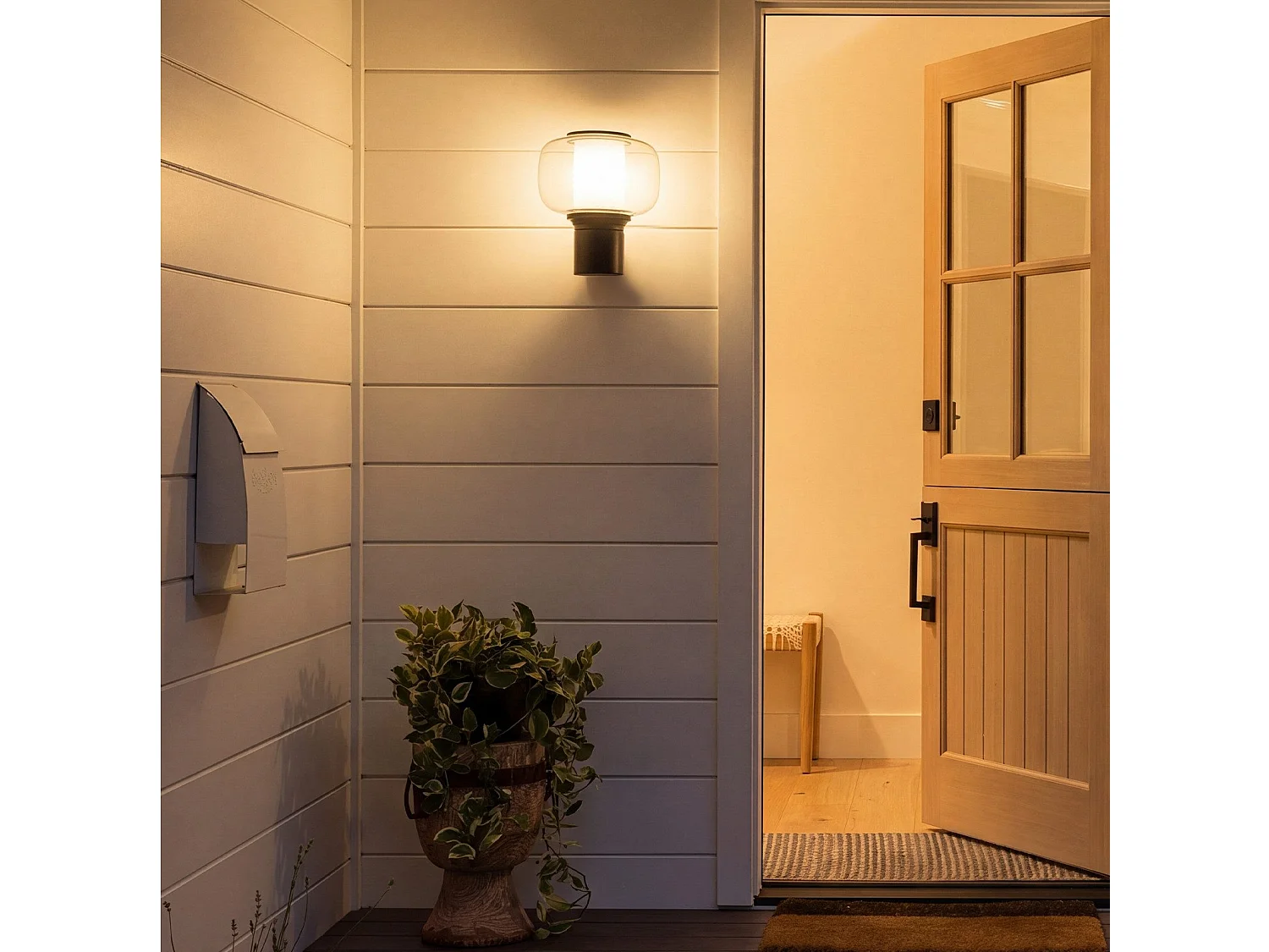 ZMH Applique Murale Extérieur/Intérieur Noir E27 Max 40W Pour Terrasse Balcon Façade Jardin (Sans Ampoule)