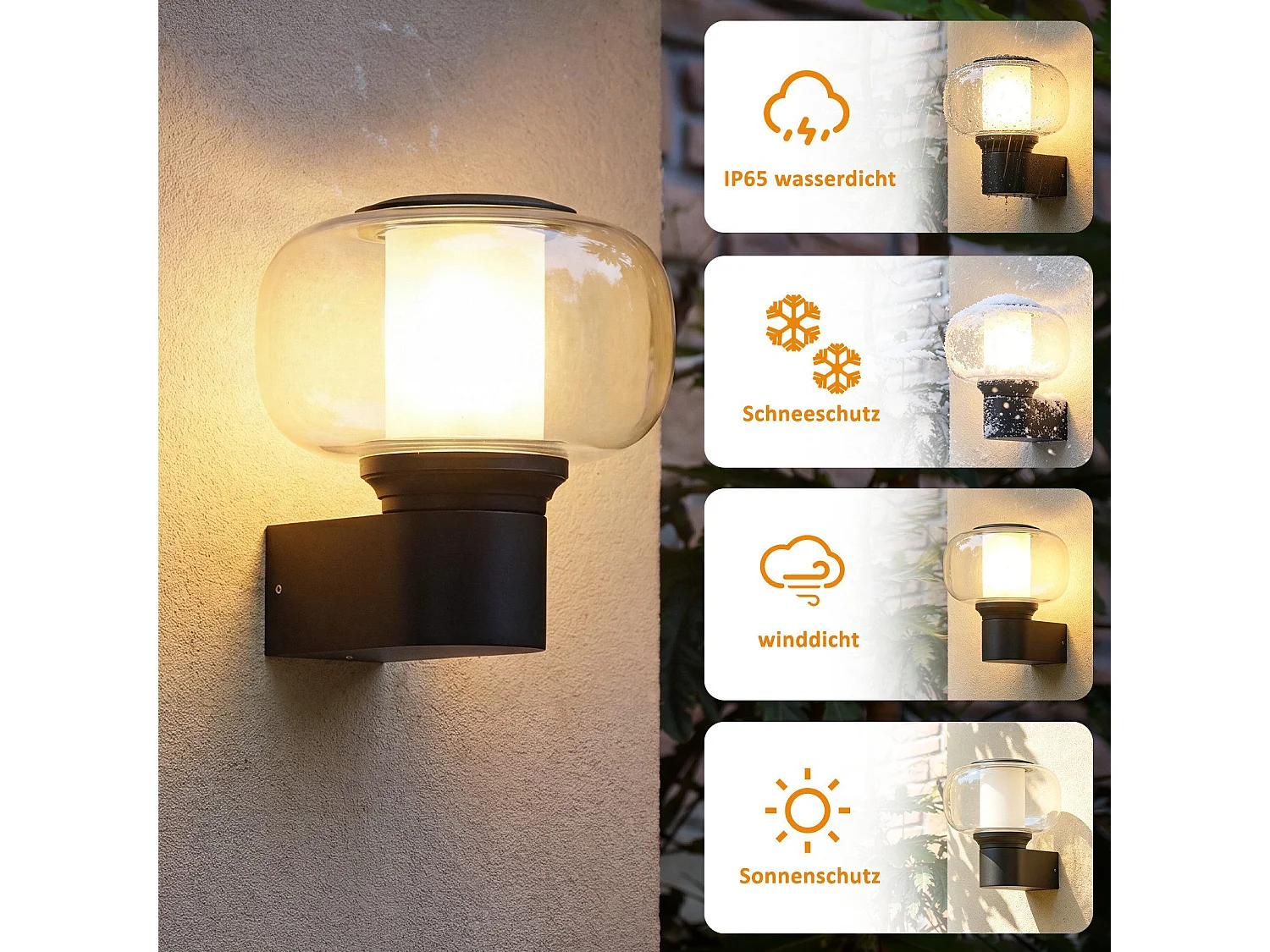 ZMH Applique Murale Extérieur/Intérieur Noir E27 Max 40W Pour Terrasse Balcon Façade Jardin (Sans Ampoule)