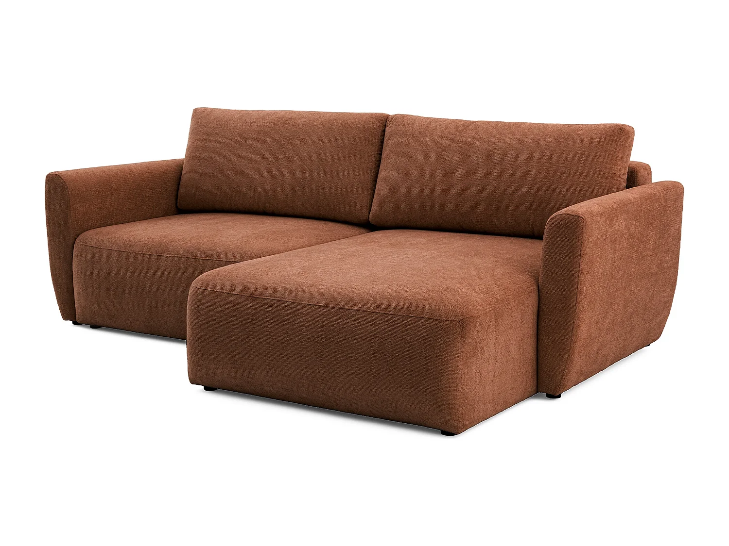 Canapé d'angle BELLA L Droit avec fonction couchage 140x205 Velours Marron