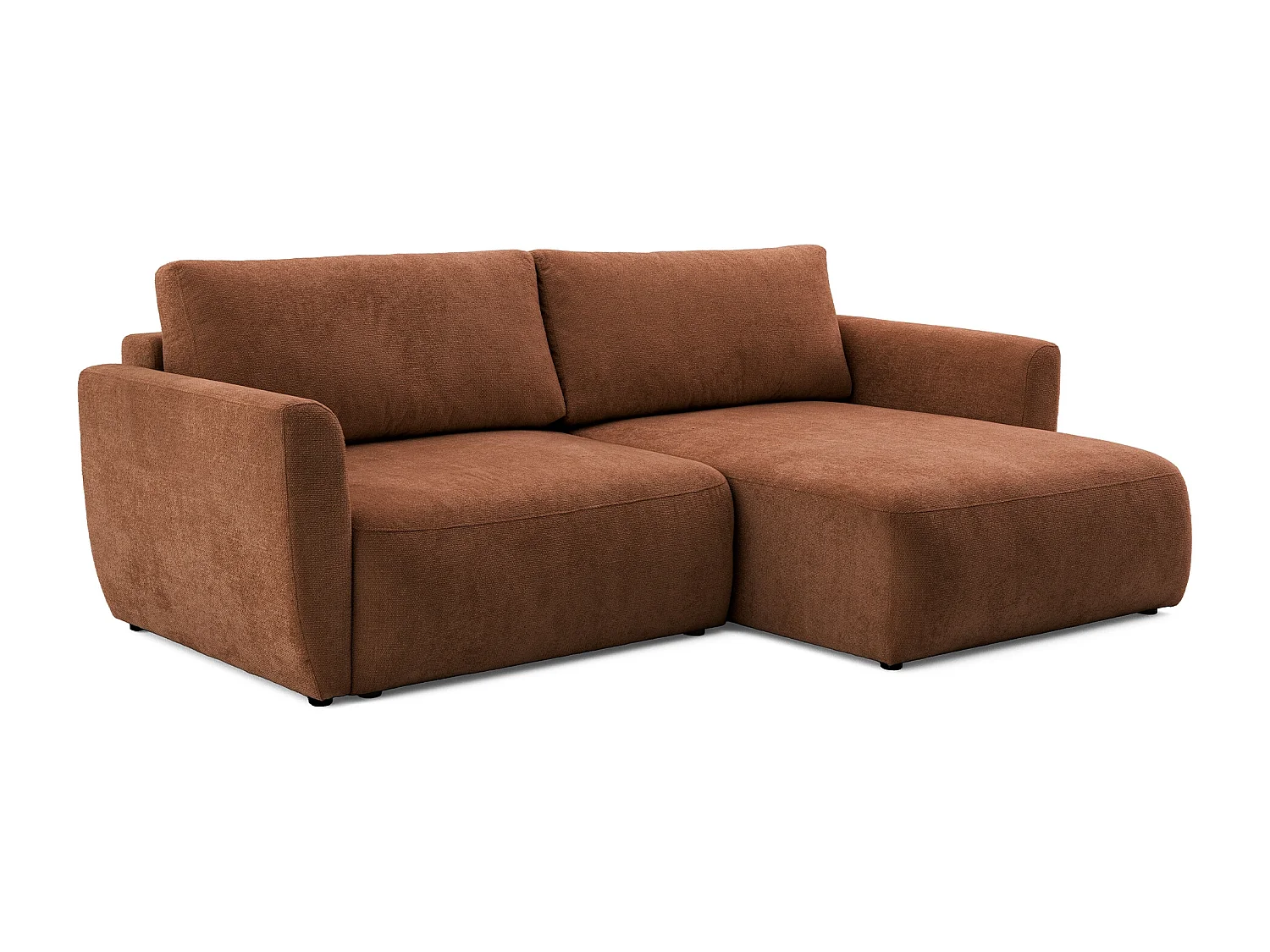 Canapé d'angle BELLA L Droit avec fonction couchage 140x205 Velours Marron