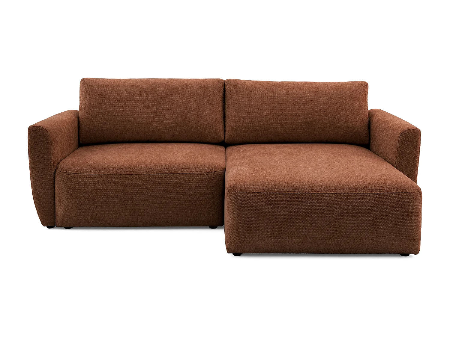 Canapé d'angle BELLA L Droit avec fonction couchage 140x205 Velours Marron