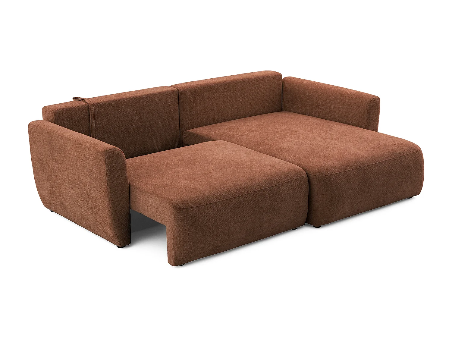 Canapé d'angle BELLA L Droit avec fonction couchage 140x205 Velours Marron