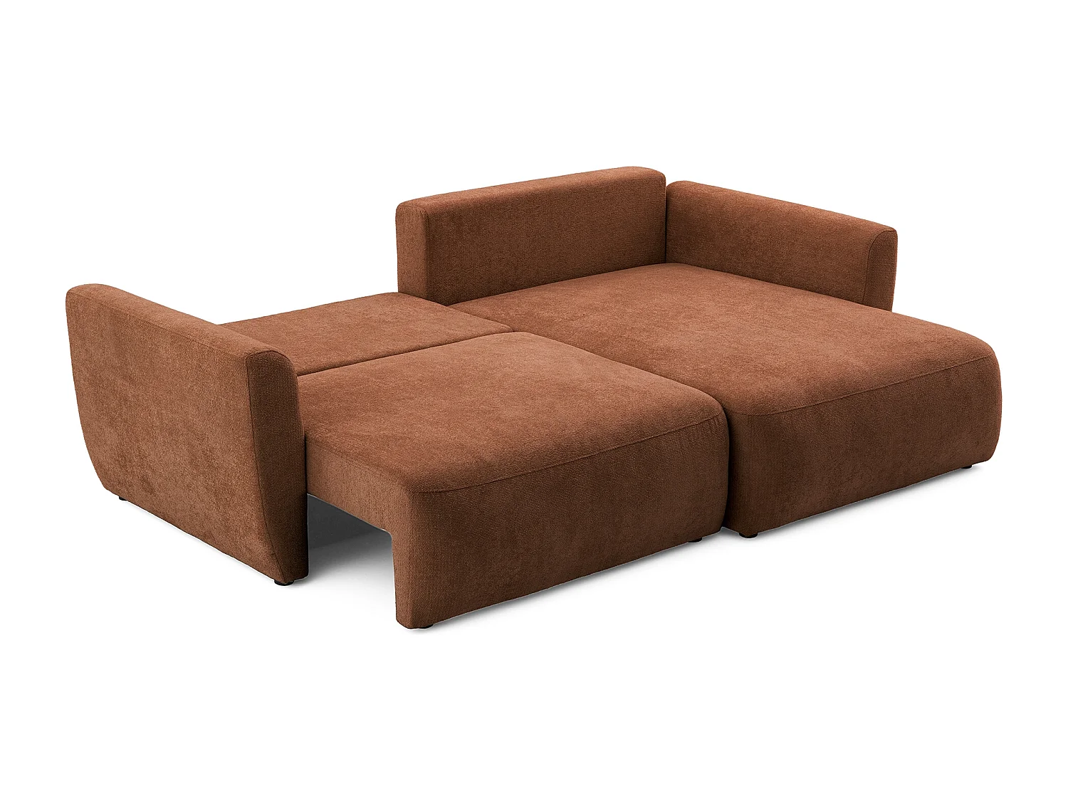 Canapé d'angle BELLA L Droit avec fonction couchage 140x205 Velours Marron