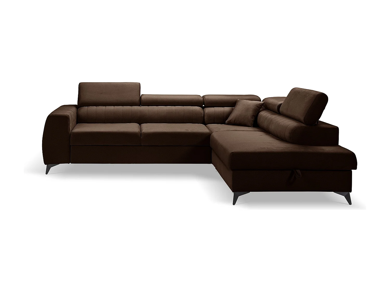 Canapé d'angle PIERO L Gauche avec fonction couchage 125x195 Velours Marron