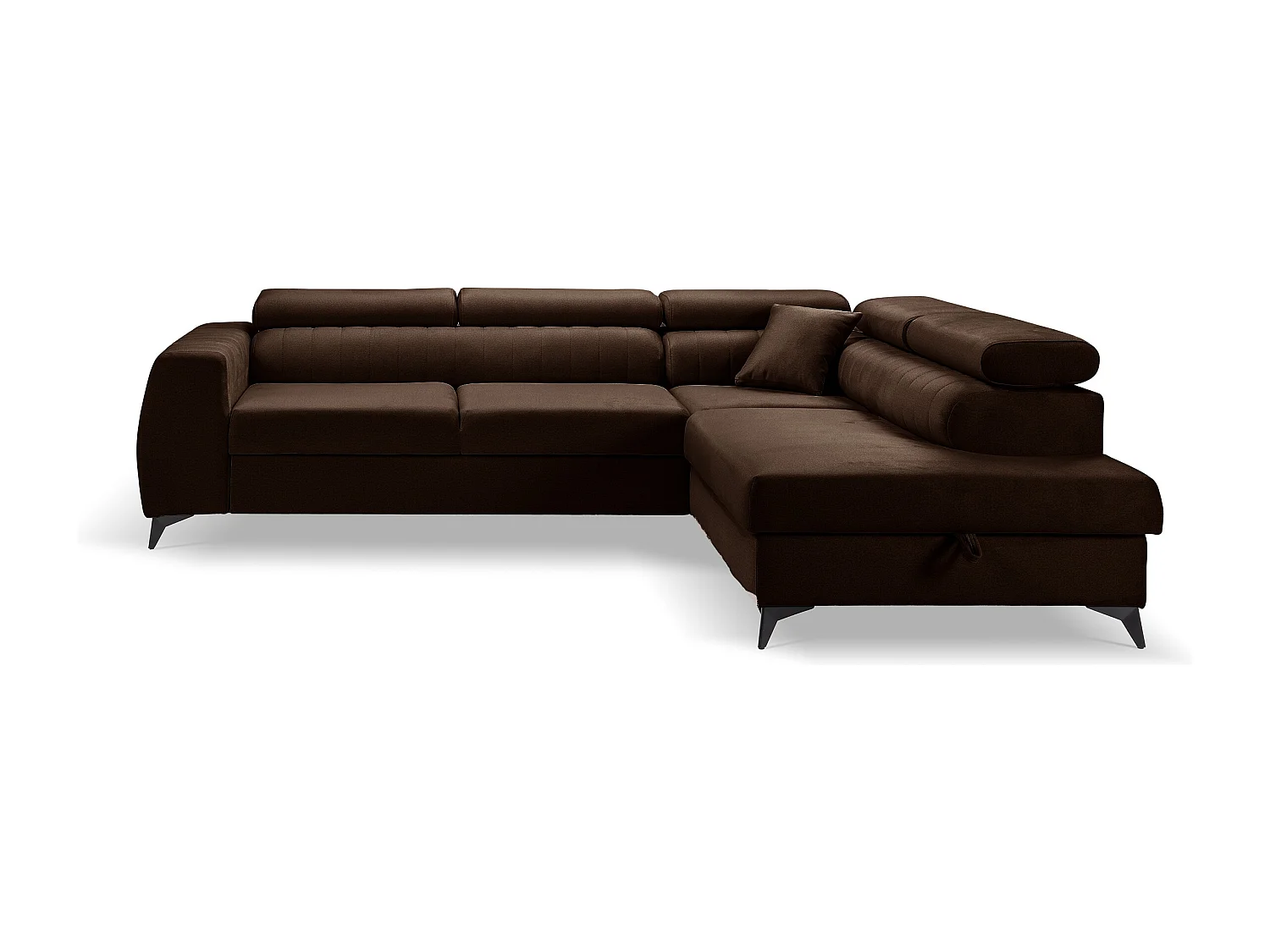 Canapé d'angle PIERO L Gauche avec fonction couchage 125x195 Velours Marron