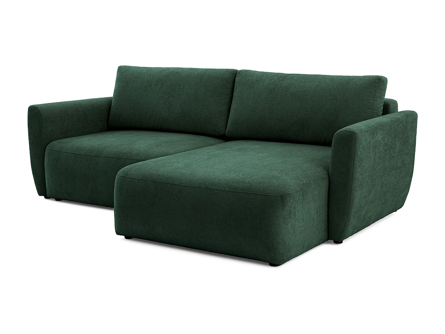 Canapé d'angle BELLA L Droit avec fonction couchage 140x205 Velours Vert