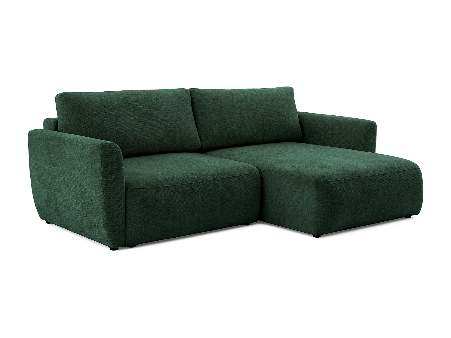 Canapé d'angle BELLA L Droit avec fonction couchage 140x205 Velours Vert