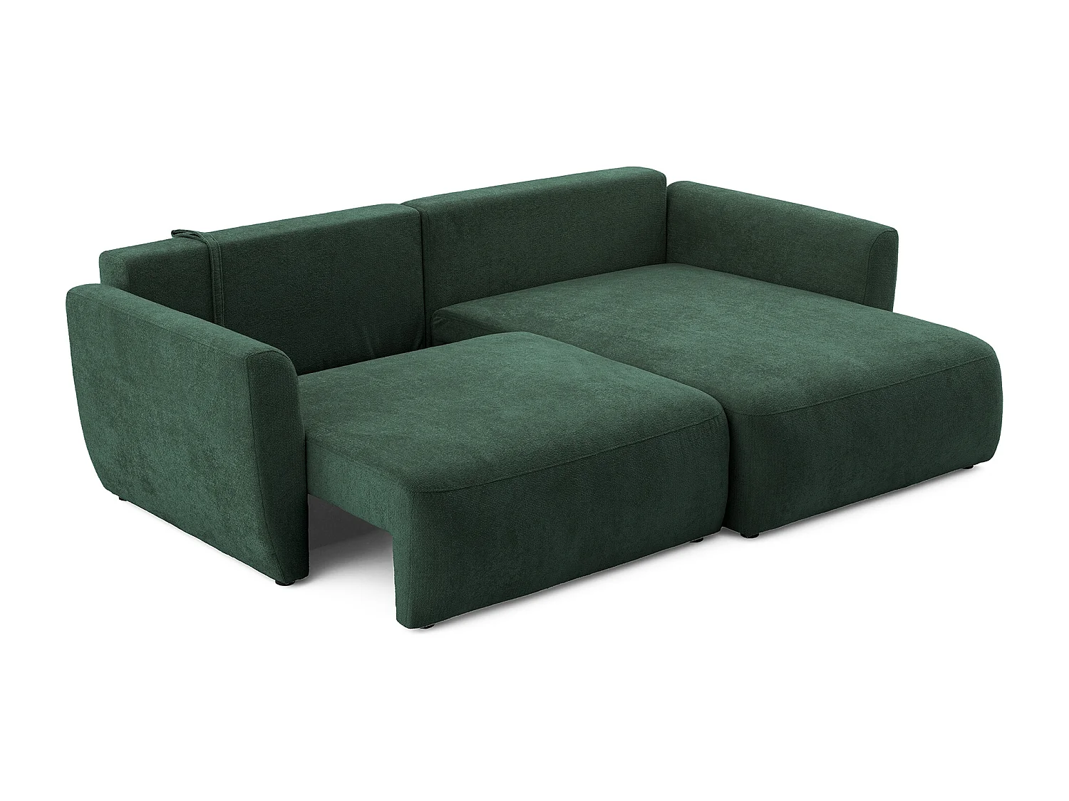 Canapé d'angle BELLA L Droit avec fonction couchage 140x205 Velours Vert