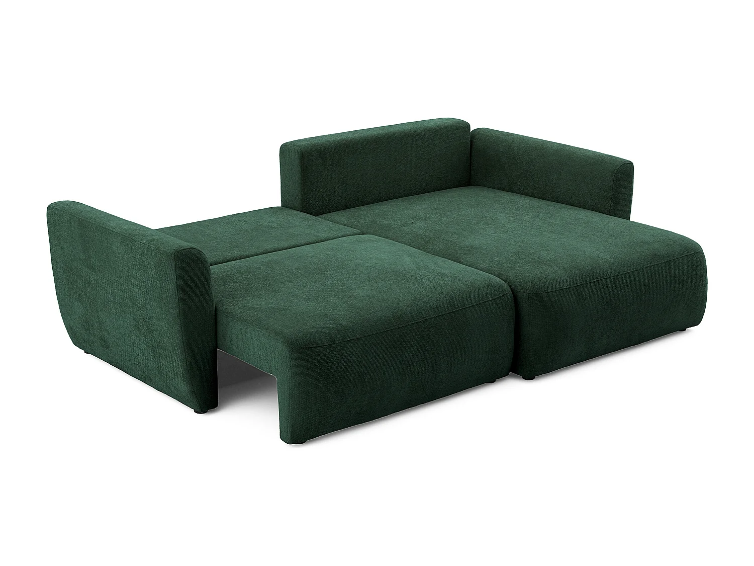 Canapé d'angle BELLA L Droit avec fonction couchage 140x205 Velours Vert