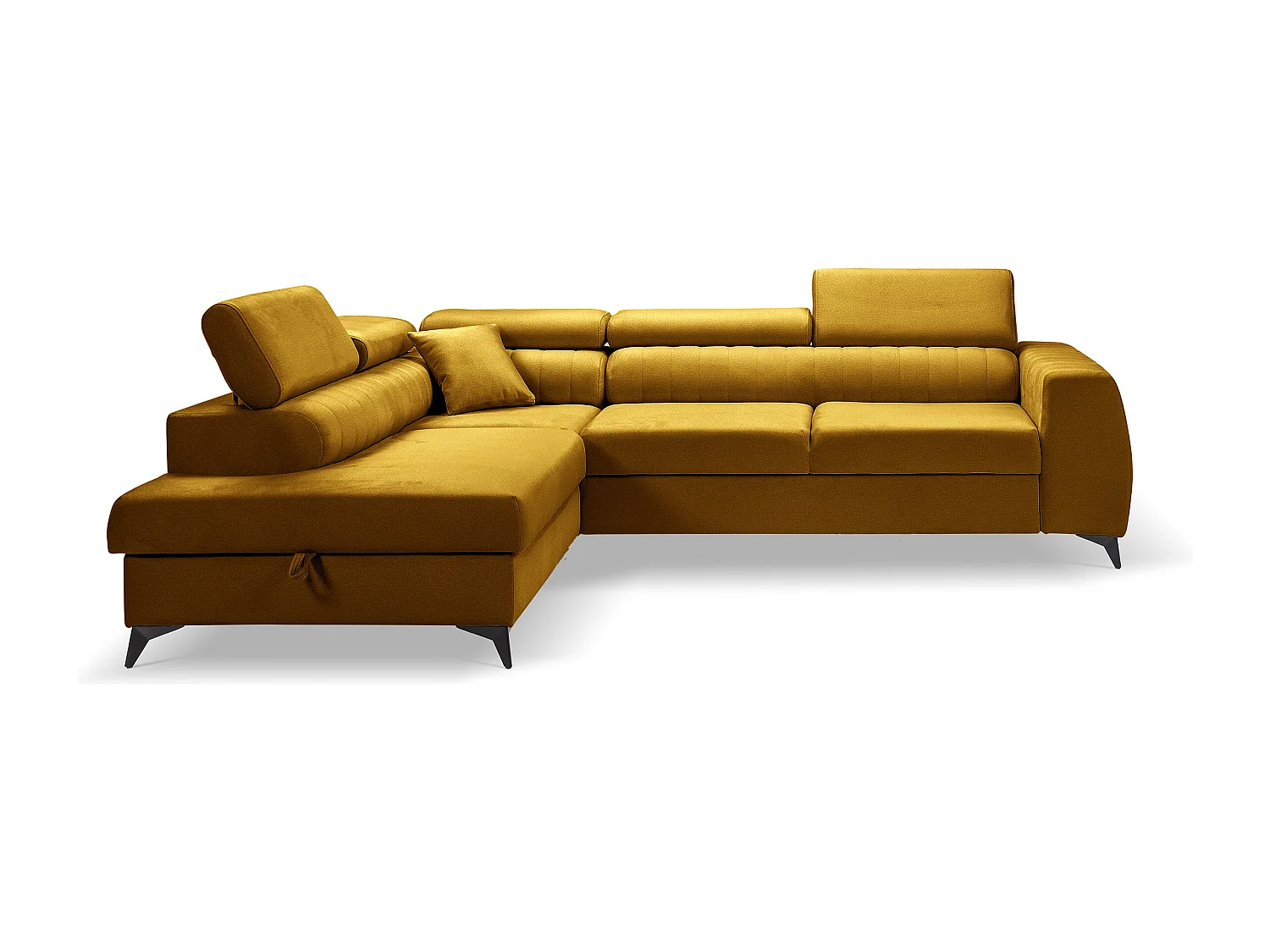 Ecksofa PIERO L links mit Schlaffunktion 125x195 Velours gold