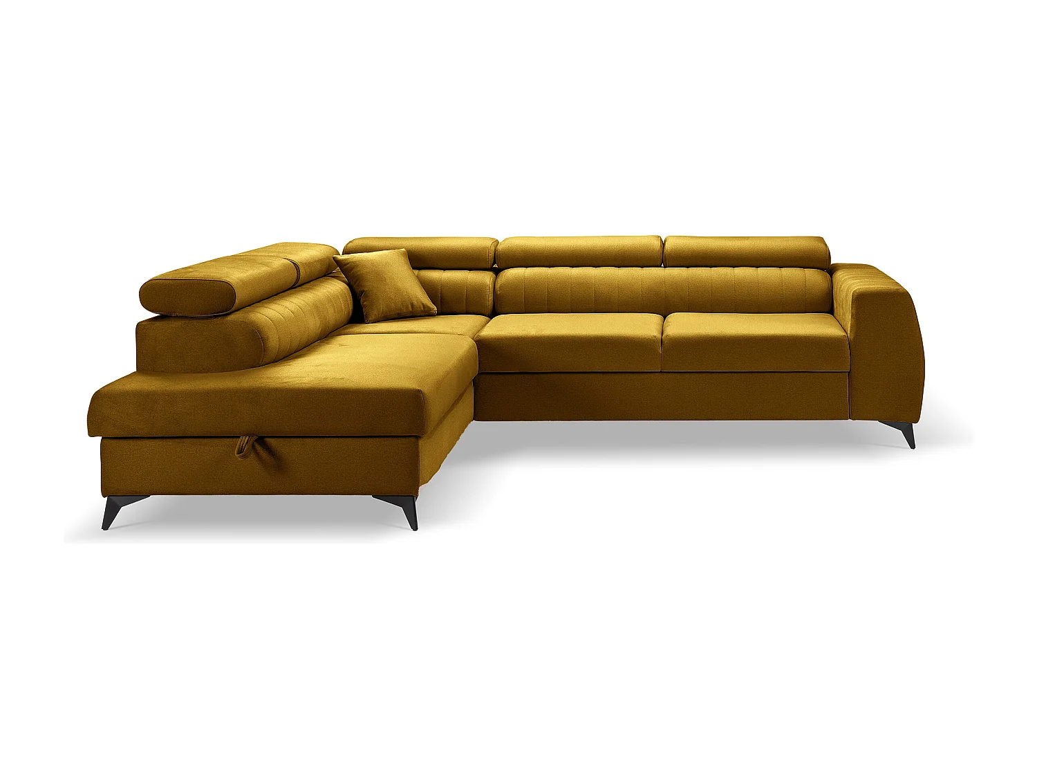 Ecksofa PIERO L links mit Schlaffunktion 125x195 Velours gold