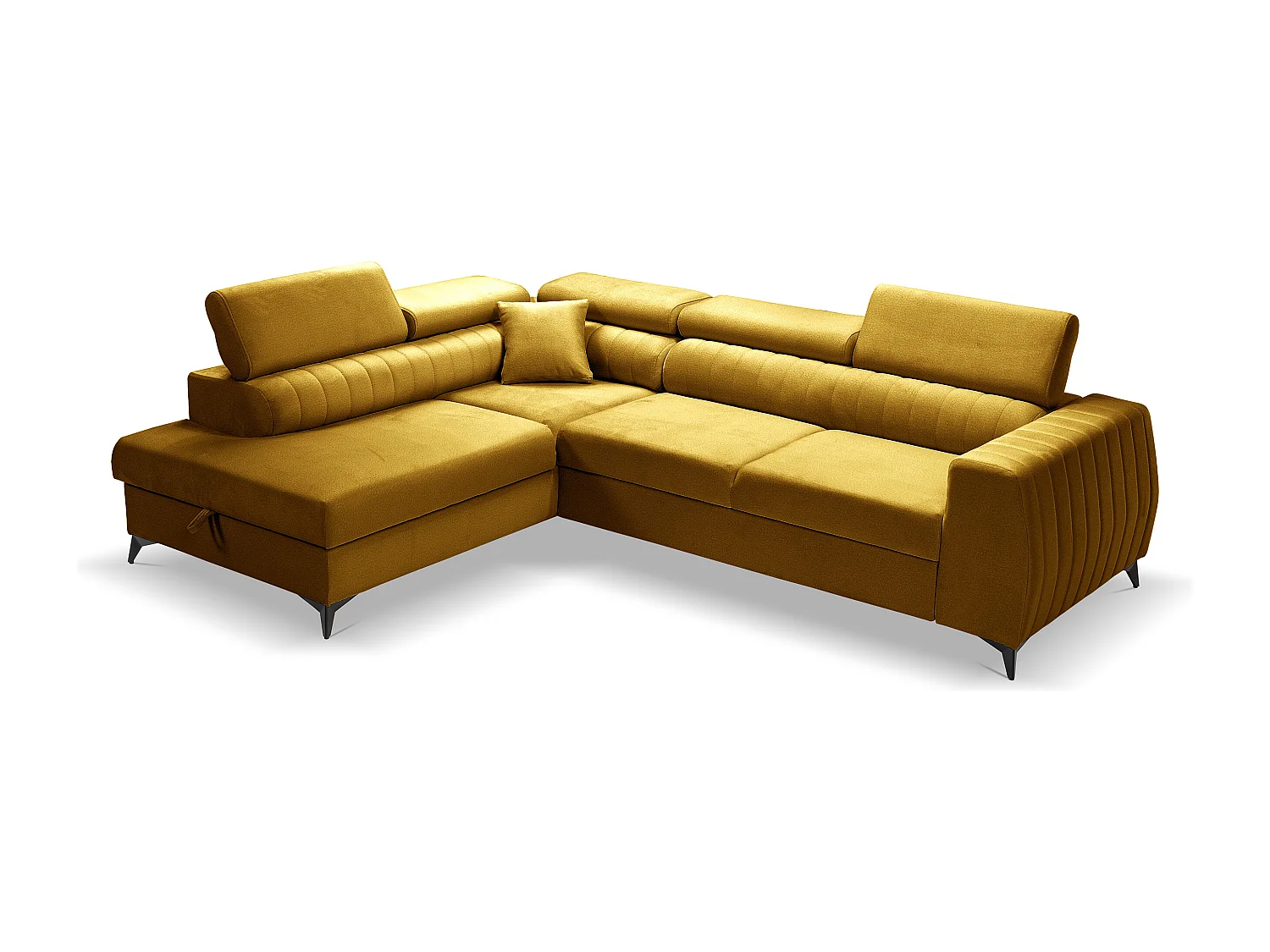 Ecksofa PIERO L links mit Schlaffunktion 125x195 Velours gold