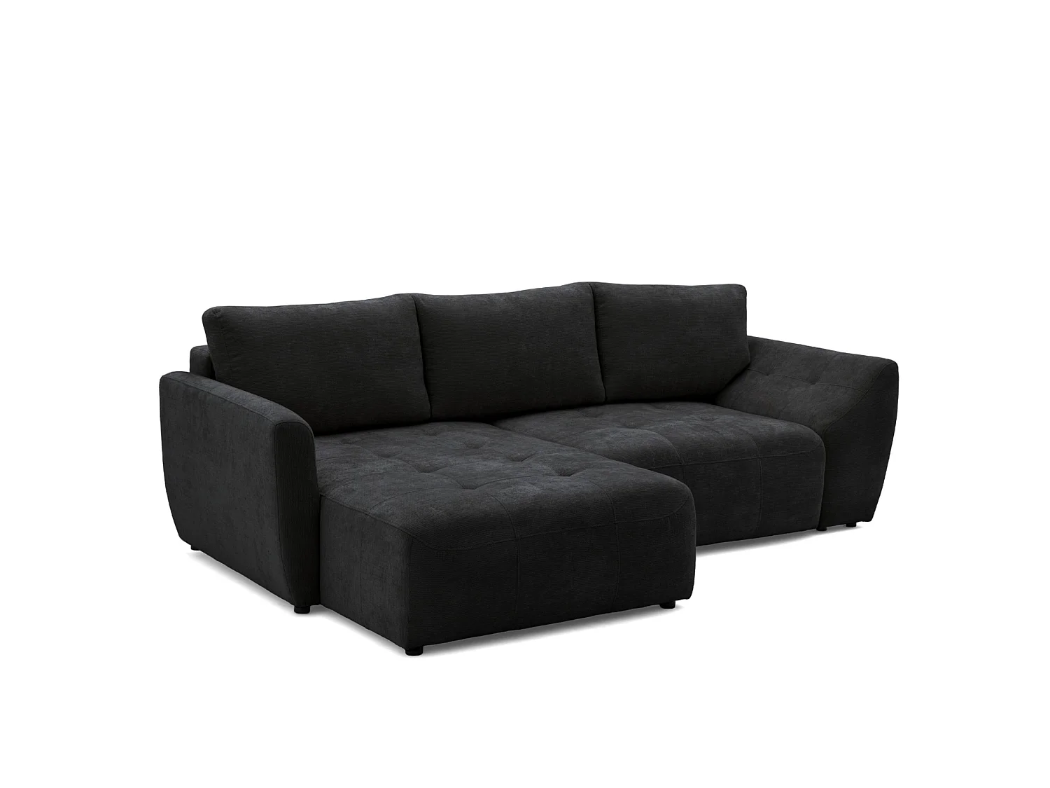 Canapé d'angle gauche 3 places en tissu chenille gris anthracite NICE